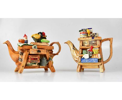 PAUL CARDEW; two large limited edition novelty teapots, 'Do-It Yourself' Gold Edition, no. 117/500, height 22.5cm and 'Garden