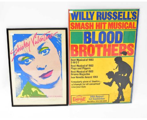 WILLIE RUSSELL; two theatre and film promotional posters for 'Shirley Valentine', limited edition no. 36/50, signed by the ar