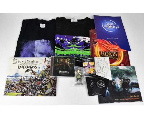 LORD OF THE RINGS; a collection of film memorabilia to include standees, boxed cassette tapes, notebook, jigsaw puzzle, Trivi