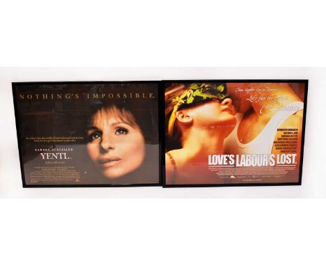 BARBRA STREISAND; four film posters 'Yentil', 'Love's Labour's Lost', 'Nuts' and 'The Main Event', various sizes, all framed 