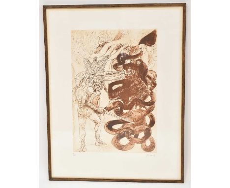 † DAME ELISABETH FRINK RA (1930-1993); limited edition etching, 'Jason and the Golden Fleece' 1988, no. 2/70, blind stamp low