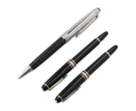 MONTBLANC Konvolut. Zwei kleine Füller aus schwarzem Edelharz mit vergoldeten Details und 14 K GG Feder. Meisterstück "VACHER