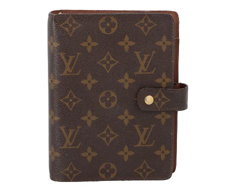 LOUIS VUITTON Agenda "AGENDA FUNCTIONELLE MM", Koll.: 2011, akt. NP.: 495,-€. Monogram Canvas Serie mit goldfarbener Hardware