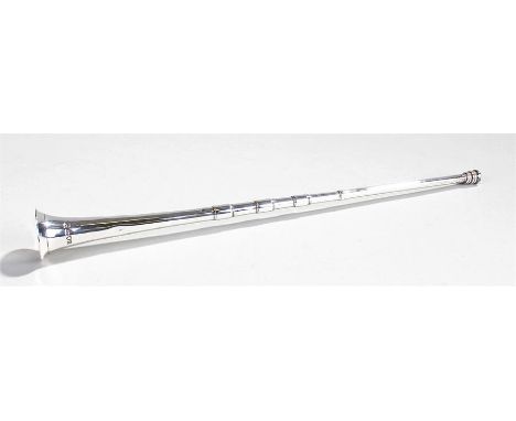 Silver novelty lighter, London 1906, maker Daniel & John Wellby, in the form of a long tapering trumpet, 30cm high