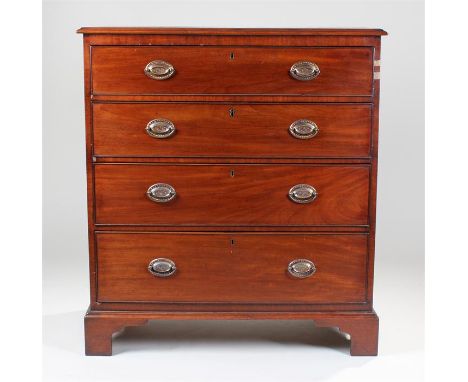 Victorian mahogany chest of drawers, the rectangular top above four long graduated drawers raised on bracket feet, 94cm wide,