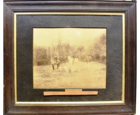 [HUNTING &amp; POLO]. TWO PHOTOGRAPHS  the first depicting three mounted huntsmen and a pack of hounds, labelled 'Cotley Harr