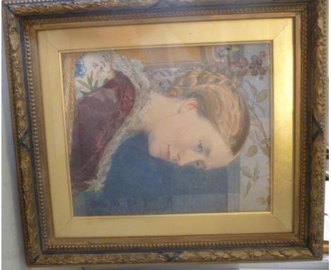 Late 19thC British School - 'Lady Sarah Spencer' a head and shoulders portrait study, a young woman with plaited hair, wearin