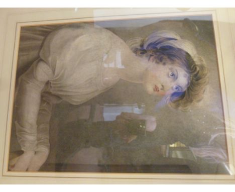 Mid 19thC British School - a head and shoulders portrait, a young woman wearing a white dress  watercolour  14.5'' x  11.5'' 