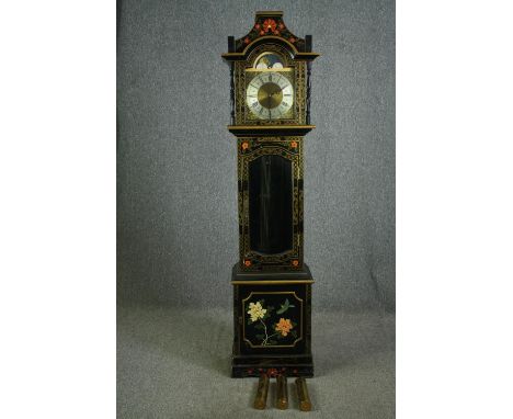 An early 20th century black lacquer longcase clock. H.200 W.46 D.29cm. 