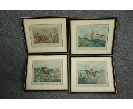 A set of four 19th century hunting prints, framed and glazed. H.40 W.46cm. (each). 