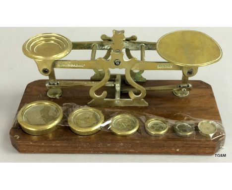 Set of brass postal scales
