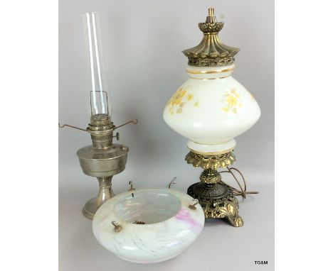 Mixed lighting to include oil, electric lamp..