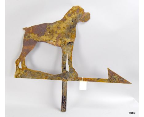 A vintage tin and metal Dog weather vane (top only) 61cms wide by 55cms high overall