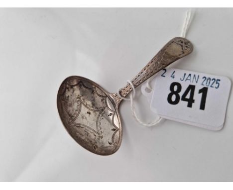 A Georgian caddy spoon with bright cut decoration, London 1794 by CB