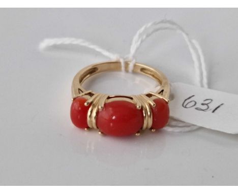 A 10ct coral ring size S 5.2 gms
