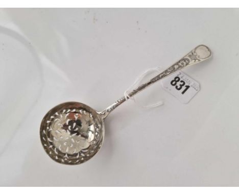 A fancy bottom marked sifter ladle with chased stem, London 1780 by IL?
