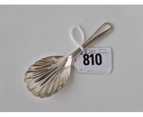 A caddy spoon with shell shaped bowl, London 1958?