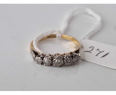 A diamond five stone ring 18ct gold and platinum size O 2.3 gms