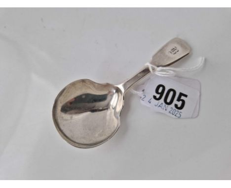 A Victorian caddy spoon with shaped bowl, London 1946? By SH, DC