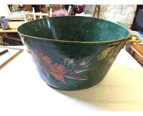 A large painted planter.