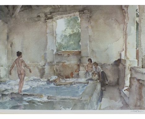 After Sir William Russell Flint, (1880-1969) 'The Bath House', a coloured print, signed in pencil in the mount, 51 x 69cm.