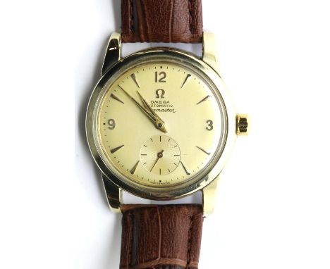 Gents Omega 1950s automatic Seamaster, subsidiary second dial at 6 o'clock, gold filled, recent full service, gold dial, in o