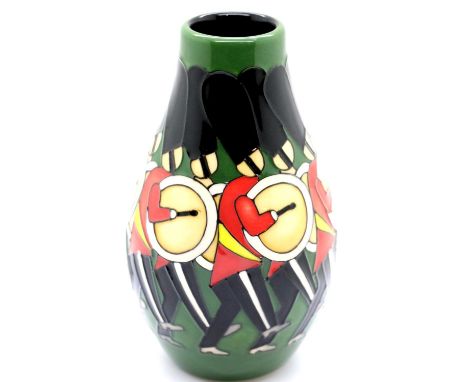 Moorcroft 12 Drums a Drumming vase, H: 13 cm. P&amp;P Group 2 (£18+VAT for the first lot and £3+VAT for subsequent lots) 