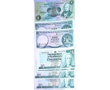 Eight Scottish £1 notes 1987-89-93-2001. P&amp;P Group 1 (£14+VAT for the first lot and £1+VAT for subsequent lots) 