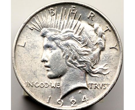 1924 USA Silver Liberty head Peace Dollar. P&amp;P Group 1 (£14+VAT for the first lot and £1+VAT for subsequent lots) 