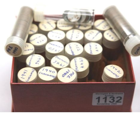 American coin caddy containing about 250 cents, 1940-1961. P&amp;P Group 2 (£18+VAT for the first lot and £3+VAT for subseque