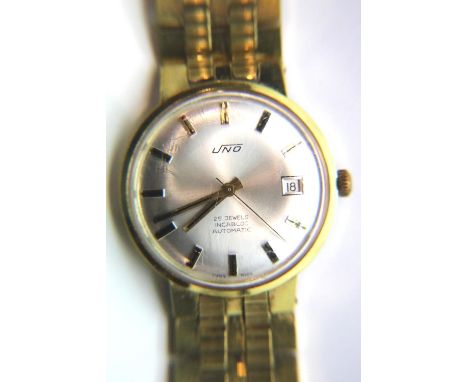 Boxed gents 25 jewel wristwatch on a gold plated bracelet. P&P Group 1 (£14+VAT for the first lot and £1+VAT for subsequent l