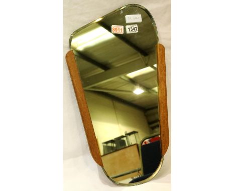 Vintage Clark-Eaton Scandinavian style copper backed teak framed mirror. Not available for in-house P&amp;P 