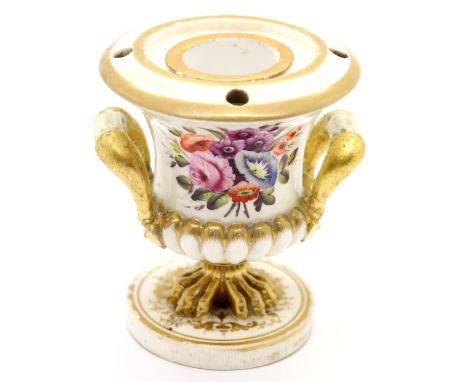 Royal Crown Derby floral decorated two handled inkwell. P&amp;P Group 2 (£18+VAT for the first lot and £3+VAT for subsequent 