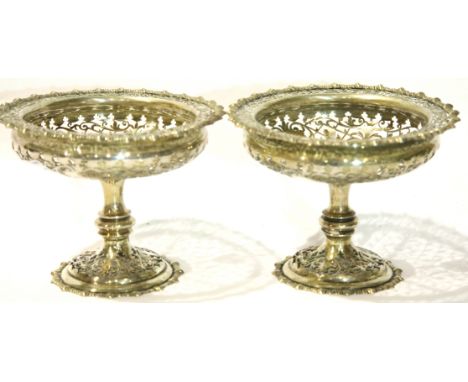 Edwardian hallmarked silver pair of pierced comports, combined 386g. P&amp;P Group 1 (£14+VAT for the first lot and £1+VAT fo