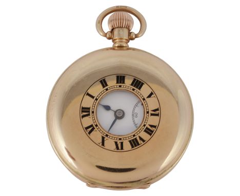 BUREN FOR H. WILLIAMSON LTD.: A GOLD HALF-HUNTER POCKET WATCH, SWISS, CIRCA 1924 keyless wind fifteen jewel movement signed B