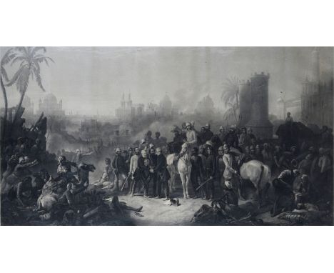 THE RELIEF OF LUCKNOW, CHARLES G. LEWIS AFTER THOMAS JONES BARKER, LONDON 1860 monochrome mezzotint, framed 78 x 145cm approx