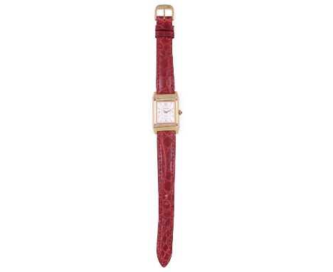 ˜JAEGER-LECOULTRE, REVERSO, REF.265.1.86: LADY'S EIGHTEEN CARAT GOLD, DIAMOND AND RUBY WRISTWATCH calibre 846 hand-wound mech