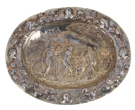 A GERMAN SILVER-GILT DISH, MASTER OF THE 'B &amp; ANCHOR' MARK, PROBABLY HANAU, THIRD QUARTER 19TH CENTURY in Renaissance sty