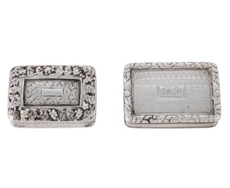A GEORGE IV SILVER VINAIGRETTE, NATHANIEL MILLS, BIRMINGHAM, 1826 rectangular, engine-turned, chased and reeded borders, engr