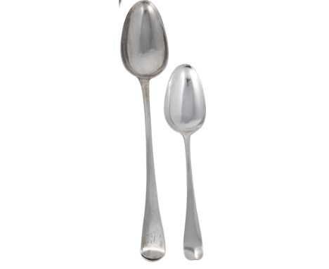 A GEORGE III SILVER GRAVY SPOON, SOLOMON HOUGHAM, LONDON, 1800 Old English pattern, the terminal engraved with the initial K;