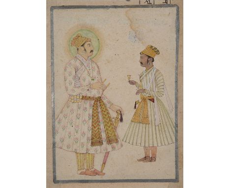 A DOUBLE PORTRAIT: GAJ SINGH OF JODHPUR AND ANUP SINGH JI OF BIKANER, RAJASTHAN, INDIA, 18TH CENTURY ink and gold with gouach