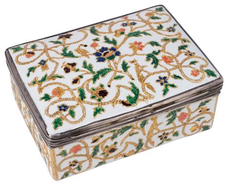 AN 'EMAIL DE SAXE' SNUFF BOX, PERHAPS FROMERY WORKSHOP, BERLIN AND / OR PARIS, CIRCA 1745 rectangular, the white ground cover