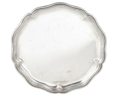 A SWISS SILVER SALVER, REHFUES &amp; CO., BERN, CIRCA 1840 shaped circular, with reeded rim, 28.5cm diameter; together with a