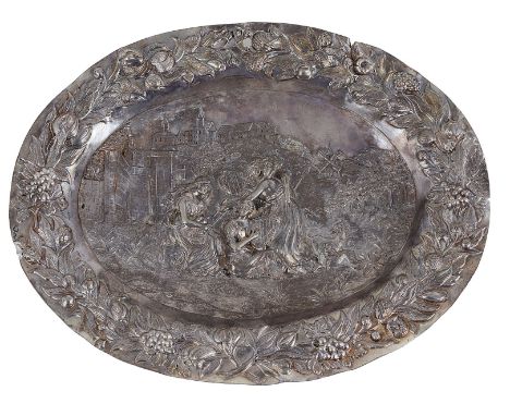 A GERMAN SILVER DISH, MASTER OF THE 'B &amp; ANCHOR' MARK, PROBABLY HANAU, THIRD QUARTER 19TH CENTURY in Renaissance style, o