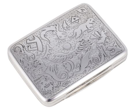 A GEORGE III SILVER 'EGYPTIANESQUE' VINAIGRETTE, SAMUEL PEMBERTON, BIRMINGHAM, 1805 flat rectangular, the base with engraved 