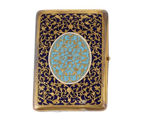 A GROUP OF THREE GILT-METAL AND ENAMEL CIGARETTE CASES, AUSTRIAN, FIRST HALF 20TH CENTURY all oblong, one with a view of Warw