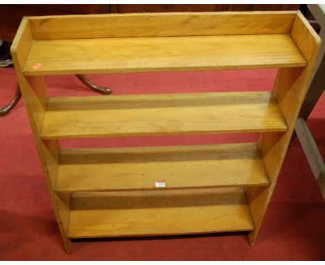 A 1930s light oak open bookshelf, width 76cm