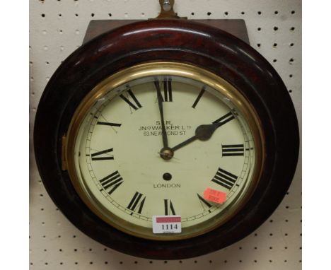 A mahogany cased circular dial wall clock, by S.I.R. Walker Ltd of 63 New Bond Street, London
