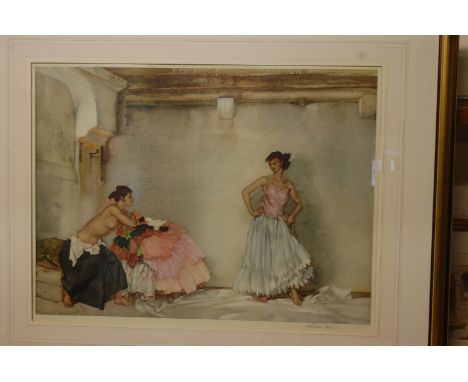 Sir William Russell Flint (1880-1969) - Giselda's white petticoat, colour reproduction lithograph, signed in pencil to the ma