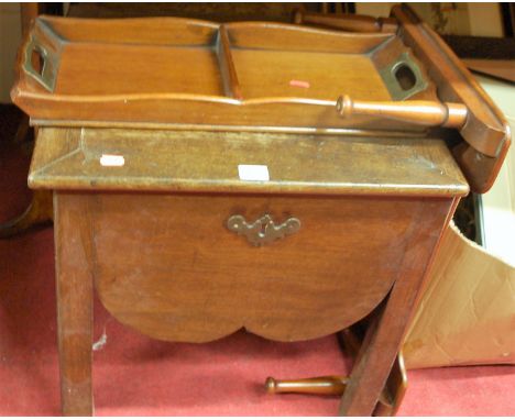 Assorted occasional furniture, to include inlaid three-tier cake stand, tray table, ***ONE VICTORIAN COMMODE***